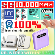 [SG Ready Stock] 10000mAh Portable Mini PowerBank Built-in 4 Cables Mirror Screen Digital Display Power Bank External Battery Pack 充电宝 IEC 62133 62368 Certified   (1 Year Warranty)