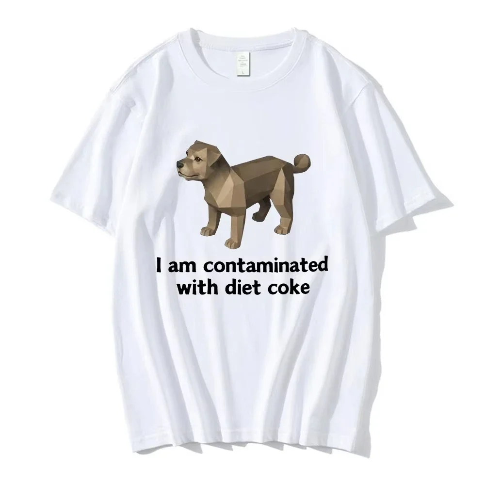 I Am Contaminated with Diet Coke Funny Dog Meme T-shirt  Women Clothing Vintage Short Sleeve T Shirt