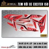Tem Exciter 150 Thiết Kế Fuel Injection | EX15036 | Team Decal Hình Dán Xe Máy Ex150 Xe Đen Trắng Đỏ