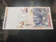 rm2 Ali Abul hassan center sign aah Banknote aisyah aishah Wang kertas duit lama Dua ringgit bank negara Malaysia bnm antique