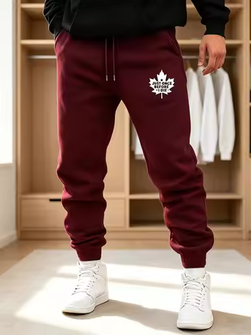 Men Casual Sweatpants, Autumn Winter American‑Style Sweatpants, Versatile Drawstring Cuffed Long Pan