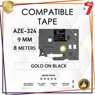 Compatible Tze-324 9mm Gold on Black Tape Label