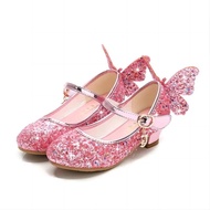 Women's Evening Butterfly Leather Shoes Glitter Dance Shoes Girls High Heels Bowknot Diamond Kids Dance Party Shoes Girls Fashion