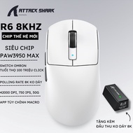 Chuột Gaming Bluetooth Không Dây Attack Shark R6 Siêu Nhẹ 38G Chip PAW3950MAX 42000DPI Dongle 8Khz