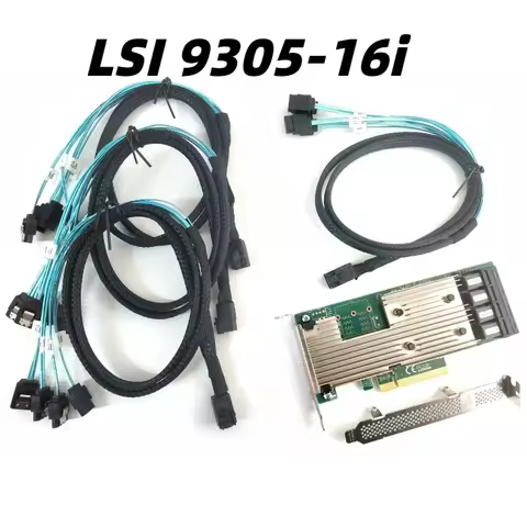 LSI 9305-16i SATA SAS HBA Controller PCIe x8 12Gbps IT Mode Includes 4 Cables for Server Storage