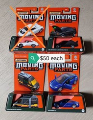 Matchbox Moving Parts Mitsubishi Lancer Evolution IV,  Porsche 356A, Tesla Model 3, Mercedes Benz Sp