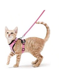 貓咪外出胸帶和牽繩,防逃脫柔軟可調節背心式胸帶,易操作