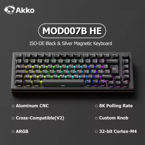 Akko MOD007B HE Magnetic Switch Mechanical Keyboard Black 75% ISO-DE Aluminum CNC Rapid Trigger 0.00