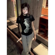 y2k y2k Women's Clothing y2k T-Shirt Punk Style y3k Asian Culture y2k Black Short Women Summer yk1