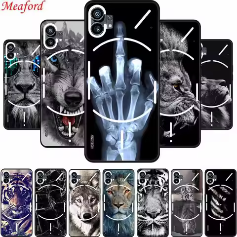 For Nothing Phone One 1 Case Wolf Lion Tiger Black Silicone Soft Back Cover Case For Nothing Phone 1