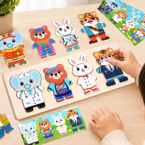Wooden Dress Up Game 3-6 Years Old Children's Gifts Change Clothes Matching Game Animal Dress Puzzle