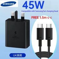 Samsung 45W Super Fast Charger, 1.5M Type-C to Type-C PD Cable compatible with Galaxy S25 Ultra/S25/