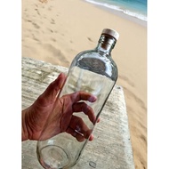 VINTAGE WOOD 1 LITER GLASS BOTTLE 1 LITER COFFEE BOTTLE/ GLASS DRINKING BOTTLE 1 LITER JAMU BOTTLE 1