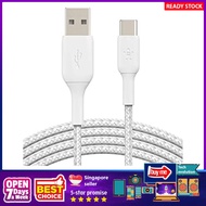 [sgstock] BELKIN Braided USB-C to USB-A Cable - 2M White - [Braided] [6.6FT]