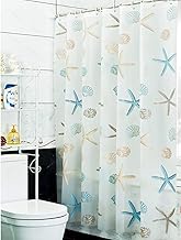 Modern Shower Curtain Starfish Partition Seaside Style Waterproof Mildew Curtain Liner for Bathroom 