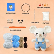 Crochet Kit Mouse Overalls Crochet Starter Kit For Adult Beginners Crochet Kits Amigurumi DIY Craft 