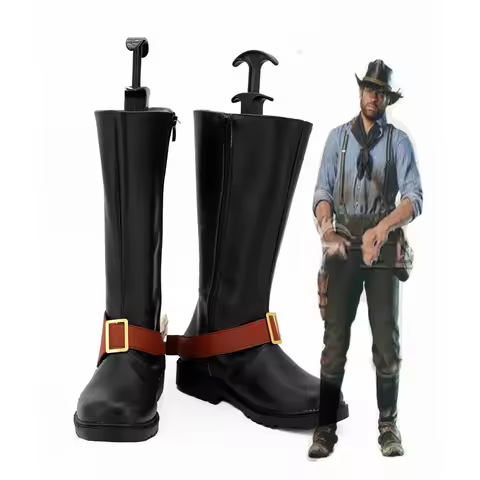 Arthur Morgan Shoes Cosplay Red Dead Redemption Arthur Morgan Black Cosplay Boots Custom Made Shoes 