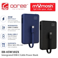 MYMOSH EB-45W102X 45W Fast Charging Power Bank Built-in USB-C Cable PD3.0 QC5 Portable Power bank (B