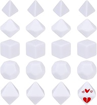 BENECREAT 20Pcs 5 Style White Blank Dice D4 D6 D8 D10 D12 Acrylic Dice No Hole Beads with Storage Bo