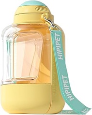 Pet Travel Bottle 360g (0.8lb) Food Dispenser & 1000ml (33.82oz) Water Bottle Lid Leak-Proof Shoulde