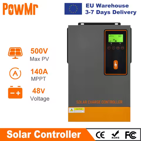 PowMr MPPT 140A Solar Charge Controller Solar Panels Regulator 48V Auto Max PV 500VDC 6500W for Lead
