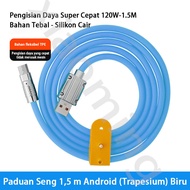 120W 2M Kabel Data USB A to Type-C Fast Charging Cable Durable Silicone Wire Orange Kuat Tahan Lama