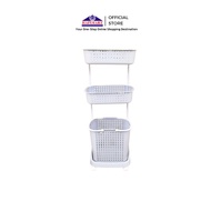 3-Tier Gray Laundry Basket Rack Trolley Laundry Basket Dirty Clothes Basket