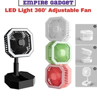 LED Light 360 Degree Adjustable Fan Foldable Desktop Fan Height Adjustable Table Fan USB Rechargeable 4000 mAH battery