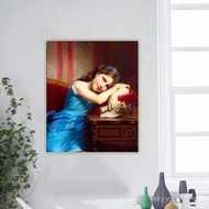 Fritz Zuber-Buhler "Day Dreaming" Oil Painting on Canvas Aesthetic Decorative Background Wall Decora