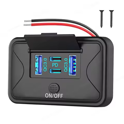 Upgraded 4-Ports 12V RV USB Outlet Wall Mount Charger Socket 78W Dual 36W PD & Dual 18W QC3.0 Port P