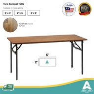 Turo Foldable Banquet Table 2' x 6'(Brown Rubberwood)