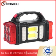 [มาถึงภายใน 3 วัน]USB Long-range Flashlight Waterproof Solar Portable Lantern Non-slip Night Fishing Flashlights Power Bank 4 Light Source Modes Lighting Equipment