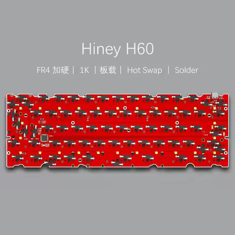 Hotswap/Soldering pcb compatible with Hiney H60 RGB underglow VIA remap 1K with AI03 and onboard USB