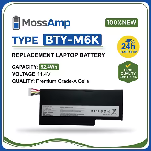 MossAmp BTY-M6K Laptop Battery for GF63 GF65 GF75 GS63 GS73 Creator Bravo Thin GS63VR GS73VR Stealth