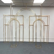 Shiny Gold Wedding Arch Artificial Flower Display Stand, Party Stage, Welcome Aisle, Door Backdrops,