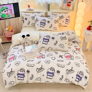 [New] Crayon Shin-chan Bedding Set Soft Twill 100% Cotton Bedsheet Set with Quilt Cover Fashionable 