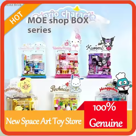 Sanrio Area-X Building Blocks Mini Shop Set with Kuromi Cinnamoroll Hangyodon Kawaii Bricks Blind Bo