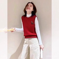 Xing Winter Knit Sweater Top - Loose Fit Red Vest EU Size 8