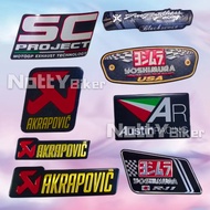 Exhaust Sticker 3D Aluminium Heat Resistant Motorcycle Muffler Sticker Akrapovic SC Project Yoshimur
