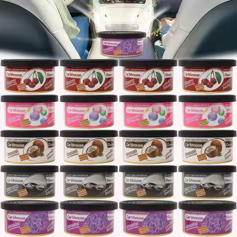 Wood Block Canister Odor Eliminator Car Dashboard Trim Air Freshener Solid Cologne Lavender Lemon Ca