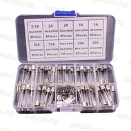 Nevʚ ɞ 9 Values 72pcs 250V 6x30mm Fast Blow Fuses Fine Fuses Quick Glass Fuses Kits