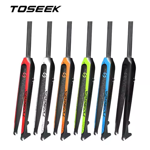 TOSEEK MTB Bike Fork T800 Carbon Fiber Rigid Forks Mountain Bicycle Front Fork Fit for Wheel 26er 27