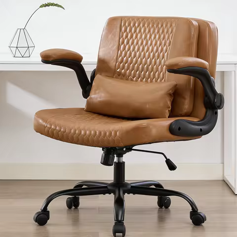 TCGBKAF Ergonomic Office Chair Criss Cross Chair with Flip Backrest PU Leather Adjustable Height Swi