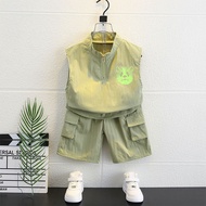 Boys' Wear Suit 2025 Cool Handsome Children's Workwear Two-Piece Suit Fashionable Baby Boy Sleeveles