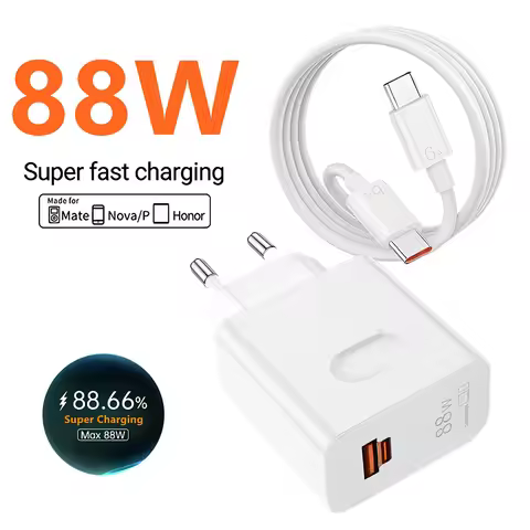 88W Max USB A C Super Fast PD Charger For Huawei Mate 60 P60 Nova 12 Honor 400 Magic 6 Pro Type C to