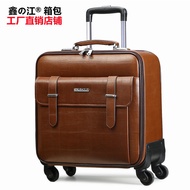 ST/🅱Leather Trolley Case Universal Wheel Cowhide Suitcase16Inch Business Boarding Bag20Inch Luggage22Inch Leather Case24