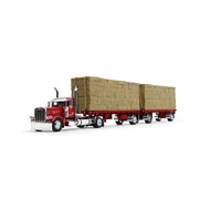 DCP 1: 64 Peterbilt Peterbilt 389 with Double Hay Flatbed Trailer Truck Alloy Model