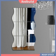 redbuild|  6Pcs Wall Sticker Removable 3D Decoration Mirror Effect DIY Mirror Wall Sticker for Home