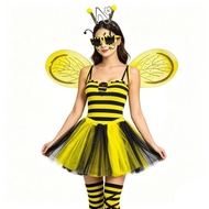 NARCIS Bee Costume Set, Costume Wings Striped Knee Stocking Bumblebee Costume, Festive Tutu Skirt Ye