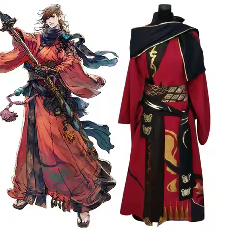FF XIV FF14 Samurai Cosplay Costume Men Battle Knight Uniform Full Set Halloween Carnival Party Outf